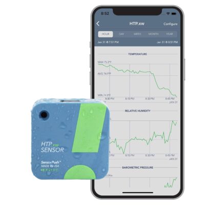 HTP.xw Smart Temperature Sensor & Humidity Sensor - Bluetooth Thermometer, Barometer, & Hygrometer with App Monitoring - Premium Barometric Pressure Gauge, Temperature and Humidity Monitor